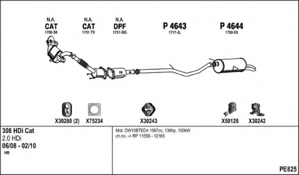 FENNO PE825 Exhaust System